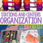 Center Materials Organization Ideas! Need a way to organize your centers for math and literacy. Here is how I keep my kindergarten stations managed.