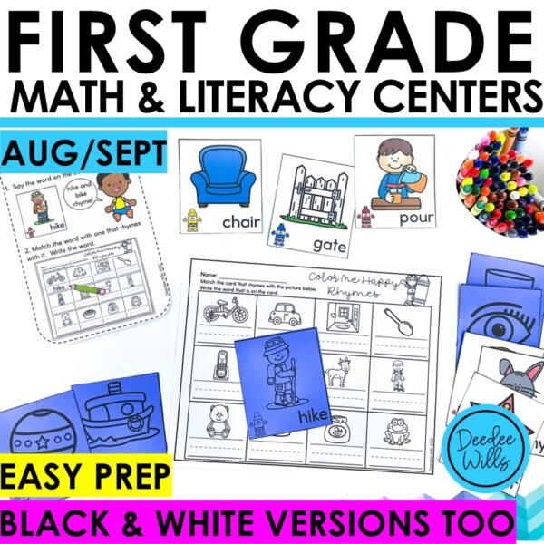 First grade centers to keep your students engaged and learning during center time while you're instructing your small groups in math and ELA. These literacy centers and math centers are perfect for your autumn lesson plans!