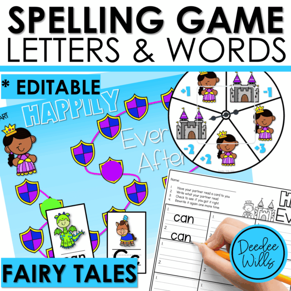 Editable Sight Word Game Spelling, Handwriting, and Letter Formation Fairy Tales