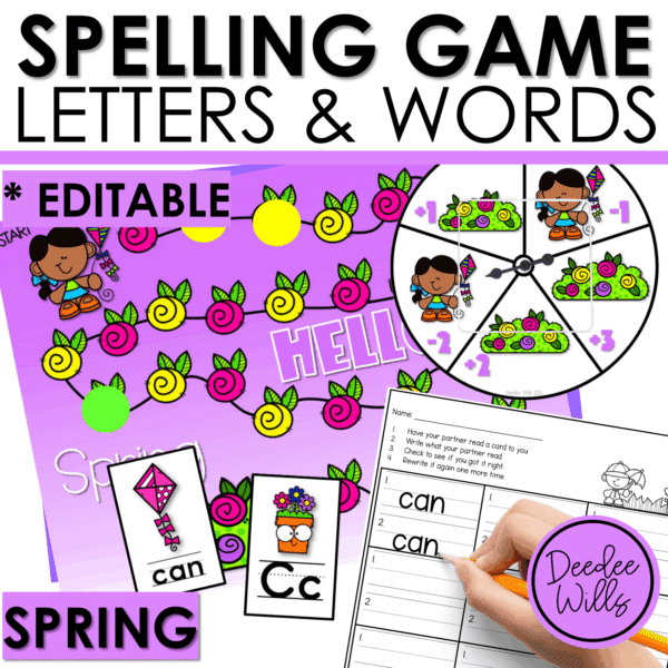 Editable Sight Word Game Spelling, Handwriting, and Letter Formation for Spring