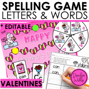 Editable Sight Word Game Spelling, Handwriting, and Letter Formation Valentines Day