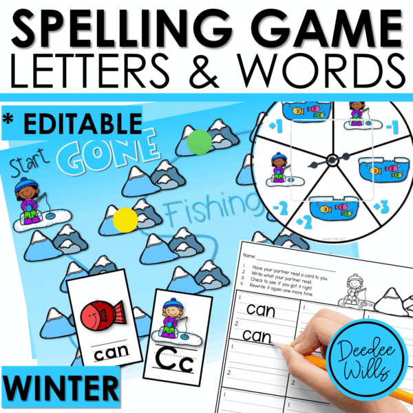 Editable Sight Word Game Spelling, Handwriting, and Letter Formation for Winter