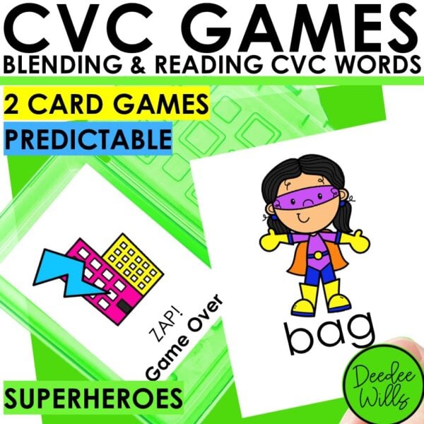 Superheroes CVC Word Games Blending CVC Words Practice Kindergarten Reading Game