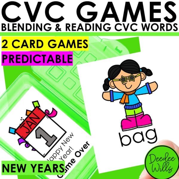 Happy New Year CVC Word Game: Blending and Reading CVC Word Practice