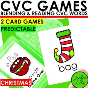 Christmas CVC Word Games Blending CVC Words Practice Kindergarten Reading Games