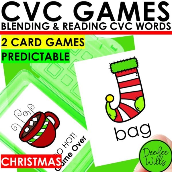 Christmas CVC Word Games Blending CVC Words Practice Kindergarten Reading Games