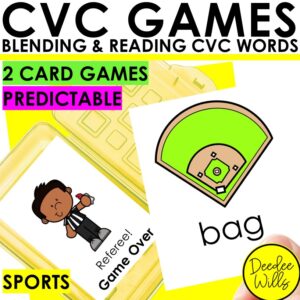 CVC Word Practice Games Blending CVC Word Cards Kindergarten Activities - Sports