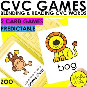 Zoo Animals CVC Word Games Blending CVC Words Practice Kindergarten Reading Game