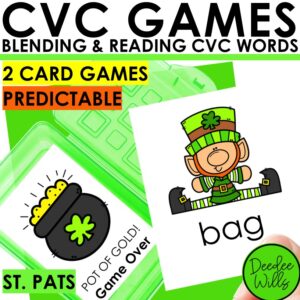 St Patricks Day CVC Words Game Blending & Reading Game CVC Word Cards Practice