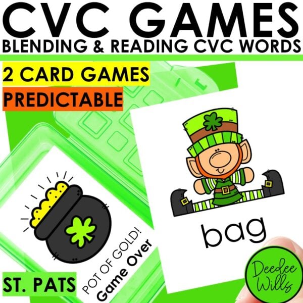 St Patricks Day CVC Words Game Blending & Reading Game CVC Word Cards Practice