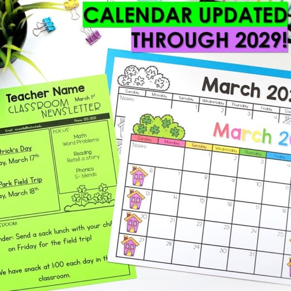 Student Binder Cover Editable with 2026-2027 Calendars & Newsletter Home Folder - Image 7