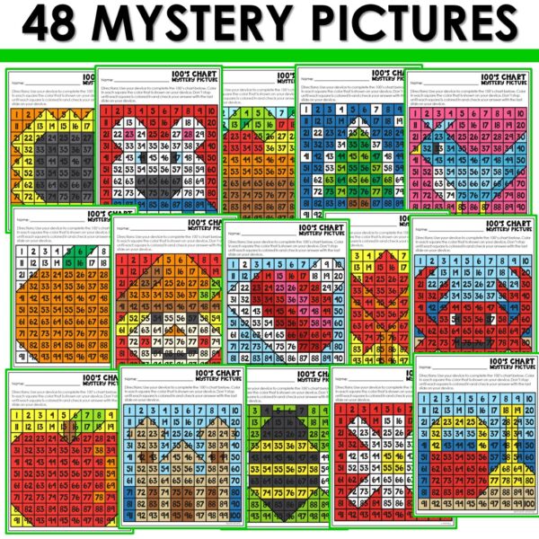 100s Chart Missing Numbers 100 Chart Mystery Picture Fill in Missing Numbers - Image 2