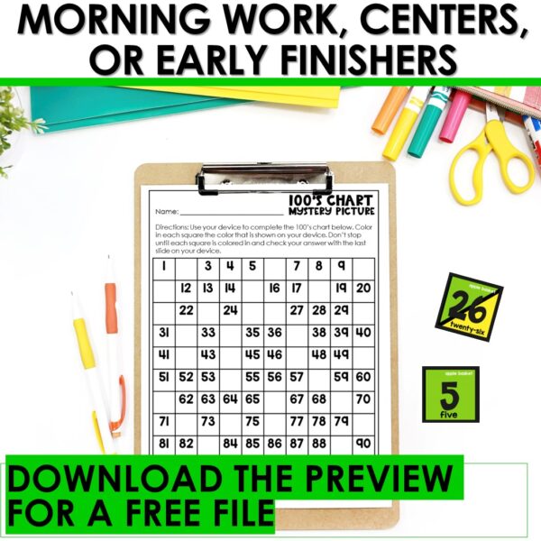 100s Chart Missing Numbers 100 Chart Mystery Picture Fill in Missing Numbers - Image 4
