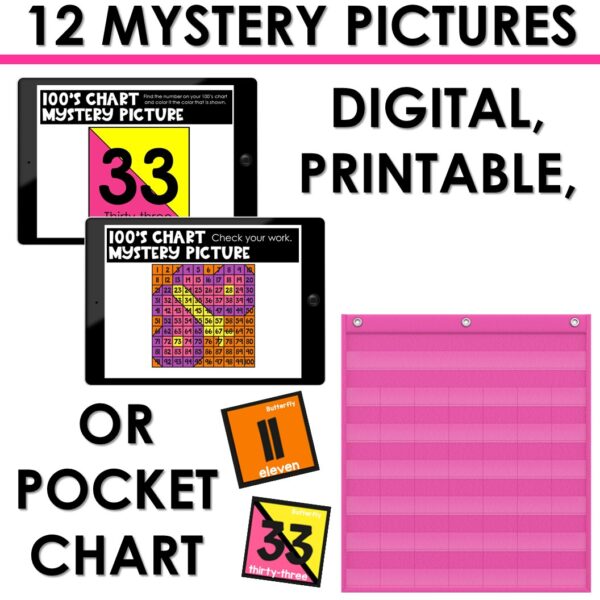 100s Chart Missing Numbers to 100 Spring Mystery Picture Fill in Missing Numbers - Image 2