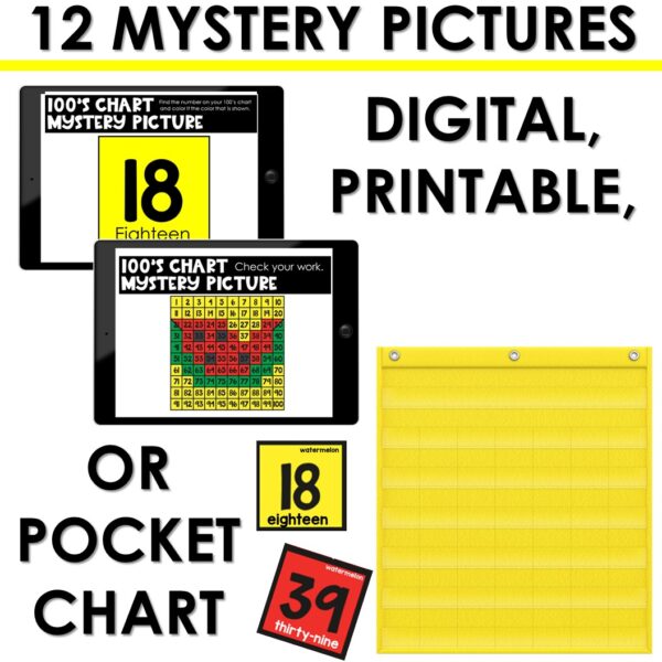 100s Chart Missing Numbers to 100 Summer Mystery Picture Fill in Missing Numbers - Image 5