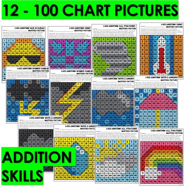 100s Chart Missing Numbers to 100 Weather Mystery Puzzle Fill in Missing Numbers - Image 2