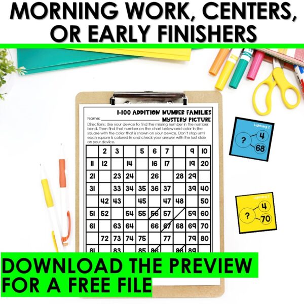 100s Chart Missing Numbers to 100 Weather Mystery Puzzle Fill in Missing Numbers - Image 4