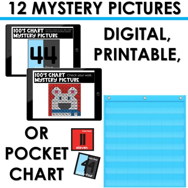 100’s Chart Mystery Puzzles Year Kindergarten-Winter - Image 2