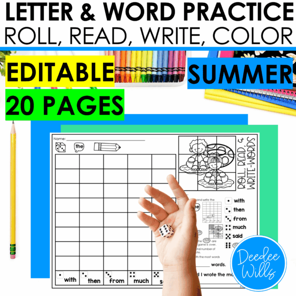 Roll and Write: Editable Worksheets | Summer