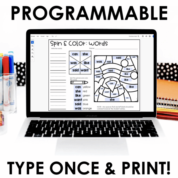 Color by Sight Word Editable Activities & Color by Letter Practice Worksheets - Image 3