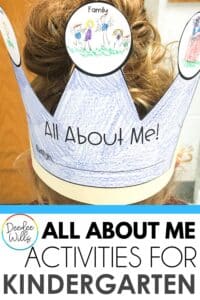 7 all about me activities your kindergartners will love: crowns, surveys, family trees, name crafts, and more. Easy to prep, zero overwhelm.