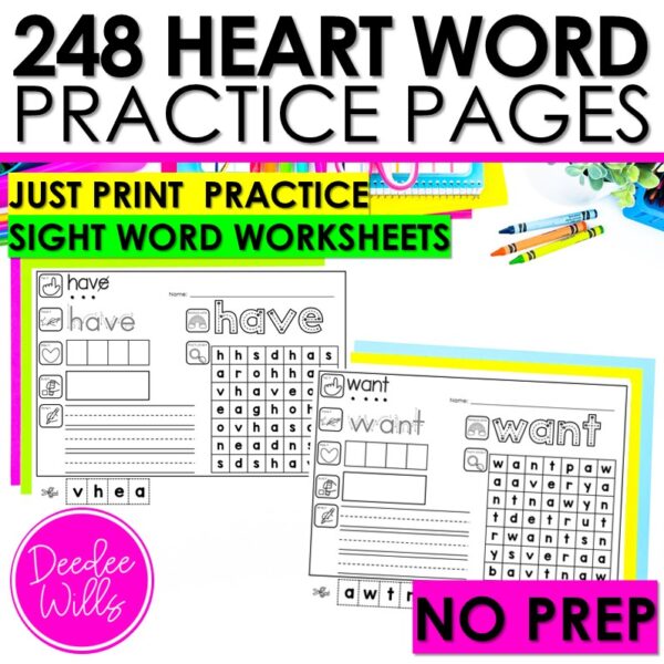UFLI Heart Words Practice Sight Word Worksheets Kindergarten High Frequency