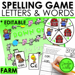 Editable Sight Word Game Spelling, Handwriting, and Letter Formation Farm