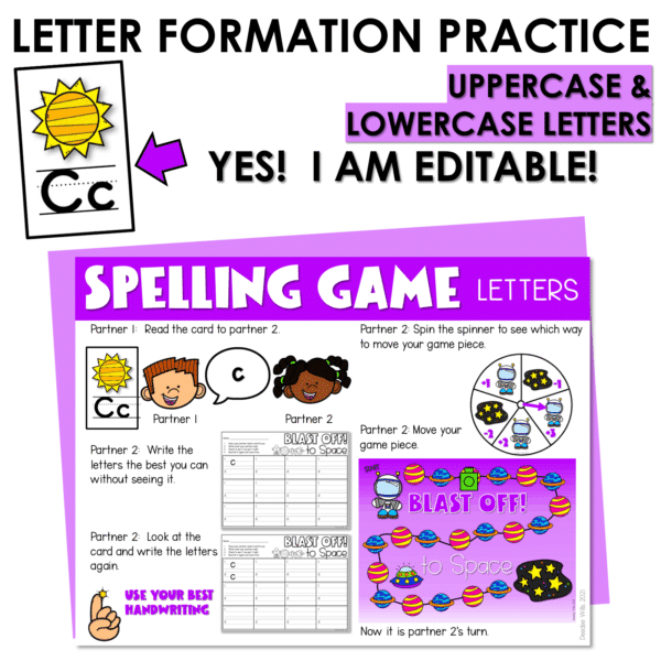 Editable Sight Word Game Spelling, Handwriting, and Letter Formation Space - Image 2