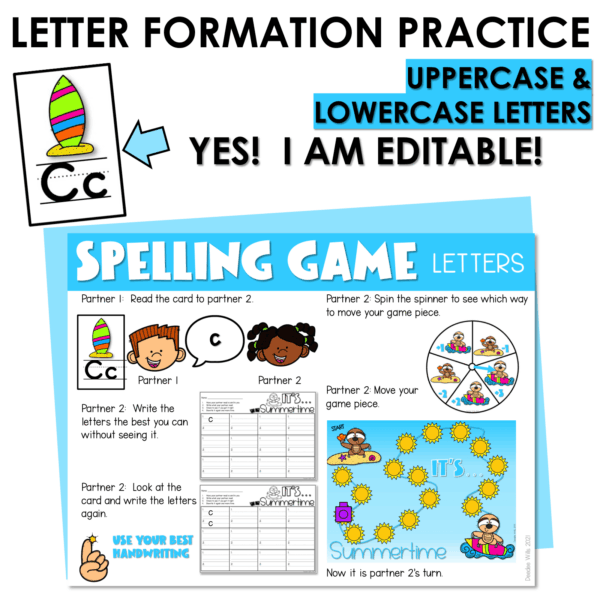 Editable Sight Word Game Spelling, Handwriting, and Letter Formation Summer - Image 2