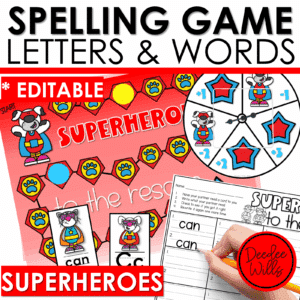 Editable Sight Word Game Spelling, Handwriting, and Letter Formation Superheroes