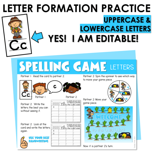 Editable Sight Word Game Spelling, Handwriting, and Letter Formation Wild West - Image 2