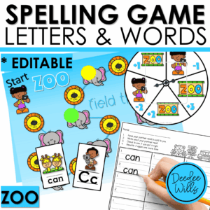 Editable Sight Word Game Spelling, Handwriting, and Letter Formation Zoo Animals