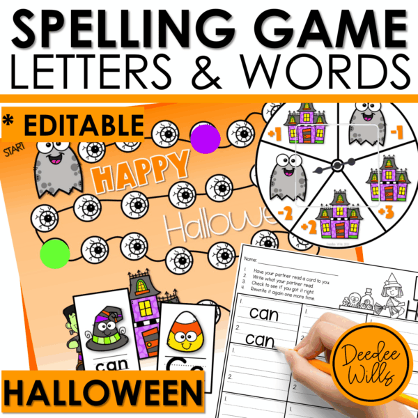 Editable Sight Word Game Spelling, Handwriting, and Letter Formation Halloween