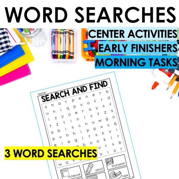 Back to School Dot to Dot Mazes Tracing Word Search Color Sheets Fun Packet - Image 3