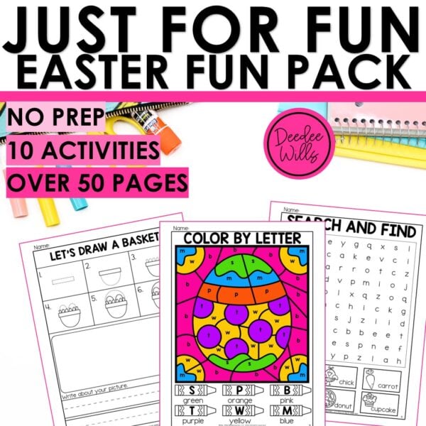 Easter Fun Packet Dot to Dot Mazes Tracing Word Search Color by Number Pages
