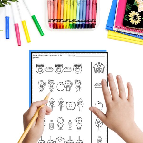Fall Patterns Worksheets No Prep Activities AB, AAB, ABB, & ABC Pattern Making - Image 2