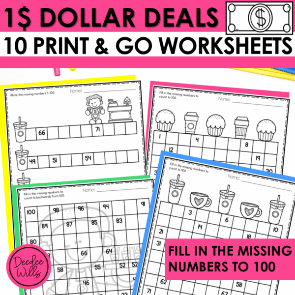Fill in the Missing Number to 100 Kindergarten Worksheets Missing Numbers to 100