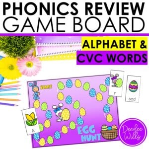 Free Easter Phonics Review Board Games Alphabet Letter Identification CVC Words