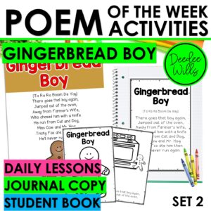 Gingerbread Boy Poem of the Week Kindergarten w Activities & Fluency Lesson