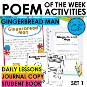 Gingerbread Man Poem of the Week Kindergarten w Gingerbread Emergent Reader