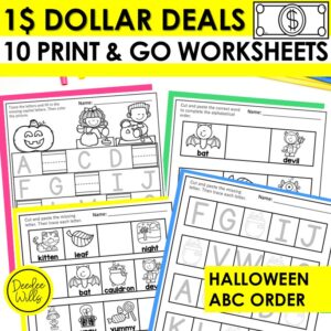 Halloween ABC Order Worksheet Alphabetical Order & Handwriting Practice Fun Pack