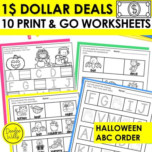 Halloween ABC Order Worksheet Alphabetical Order & Handwriting Practice Fun Pack