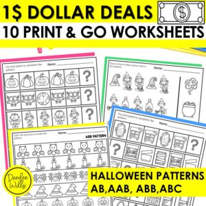 Halloween Patterns Worksheets No Prep Activities AB AAB ABB ABC Pattern Making