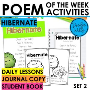 Hibernate Winter Poem of the Week Kindergarten w Activities & Fluency Lesson