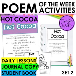 Hot Cocoa Poem of the Week Kindergarten w Activities & Fluency Lesson