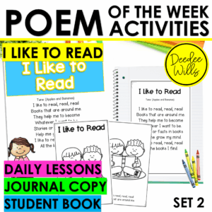 Partner Read Poem of the Week Read Poem Kindergarten Activities Fluency Lesson
