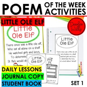 Elf Poem of the Week Kindergarten Activities & Fluency Lesson Christmas Poetry