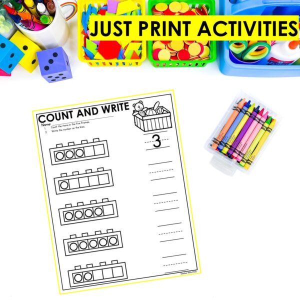 Counting Numbers to 5 Math Worksheets Kindergarten No Prep Activities & Practice - Image 3