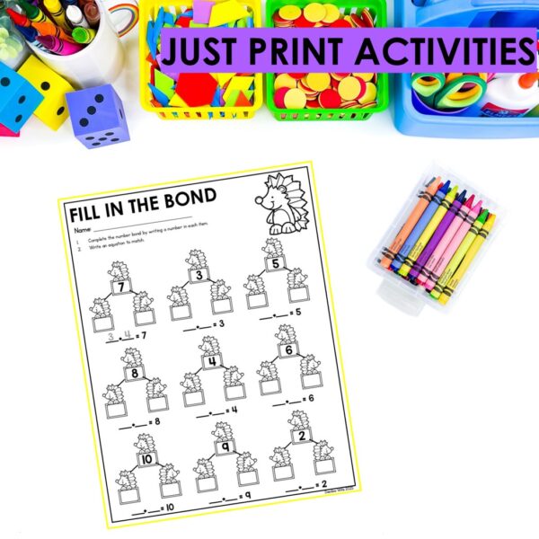 Addition to 10 Math Worksheets Kindergarten No Prep Activities Practice - Image 3