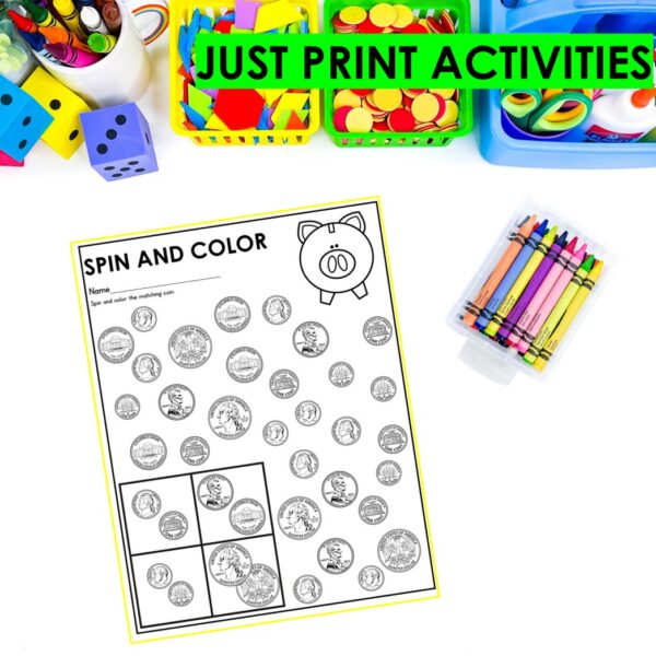 Counting Coins & Money Kindergarten Math Practice Worksheets No Prep Activities - Image 3